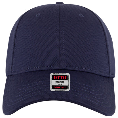 6-Panel Low Profile Baseball Cap — Stretch Comfort Fit — Custom Leather Patch in Navy
