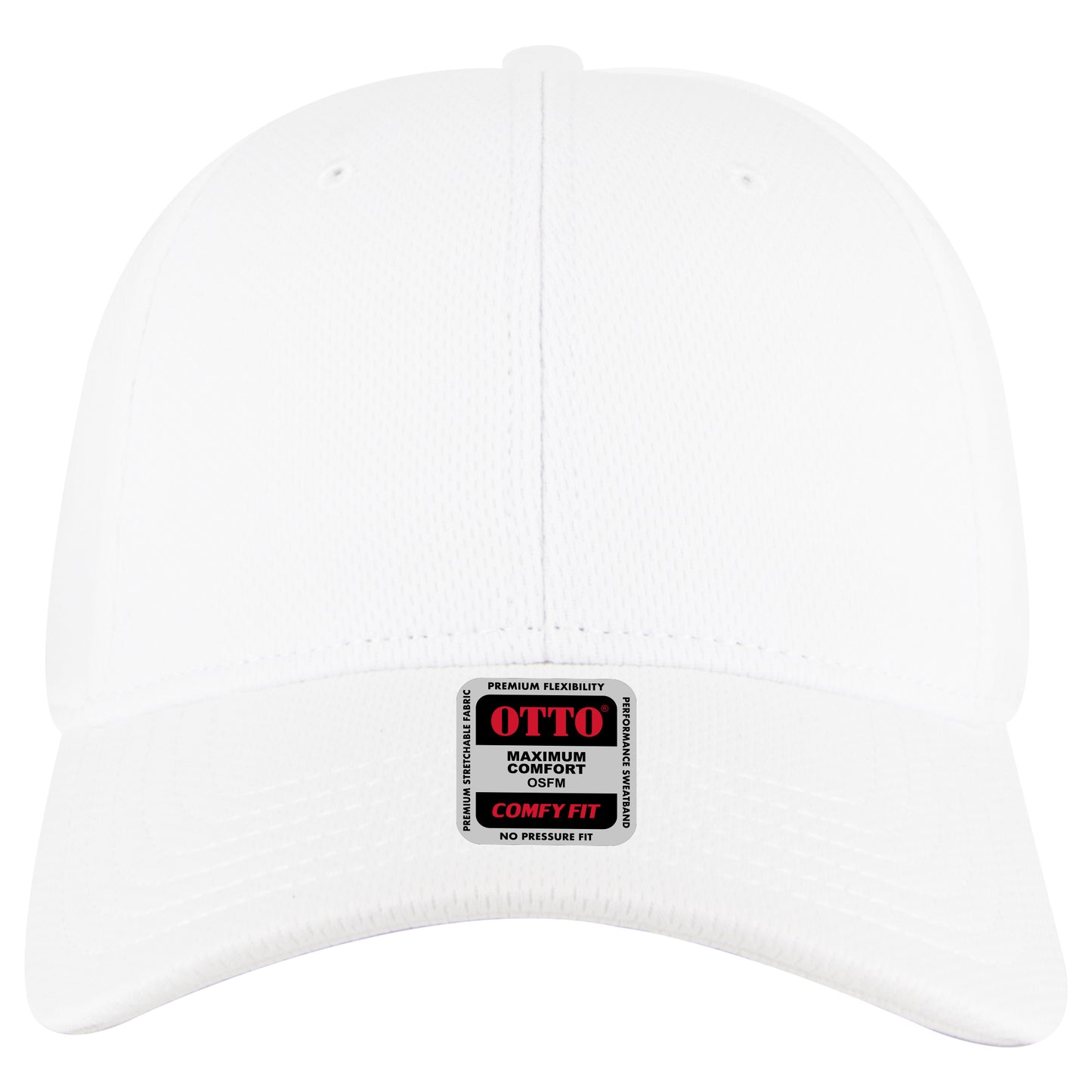 6-Panel Low Profile Baseball Cap — Stretch Comfort Fit — Custom Leather Patch in White