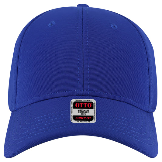 6-Panel Low Profile Baseball Cap — Stretch Comfort Fit — Custom Leather Patch in Royal