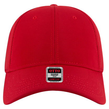 6-Panel Low Profile Baseball Cap — Stretch Comfort Fit — Custom Leather Patch in Red