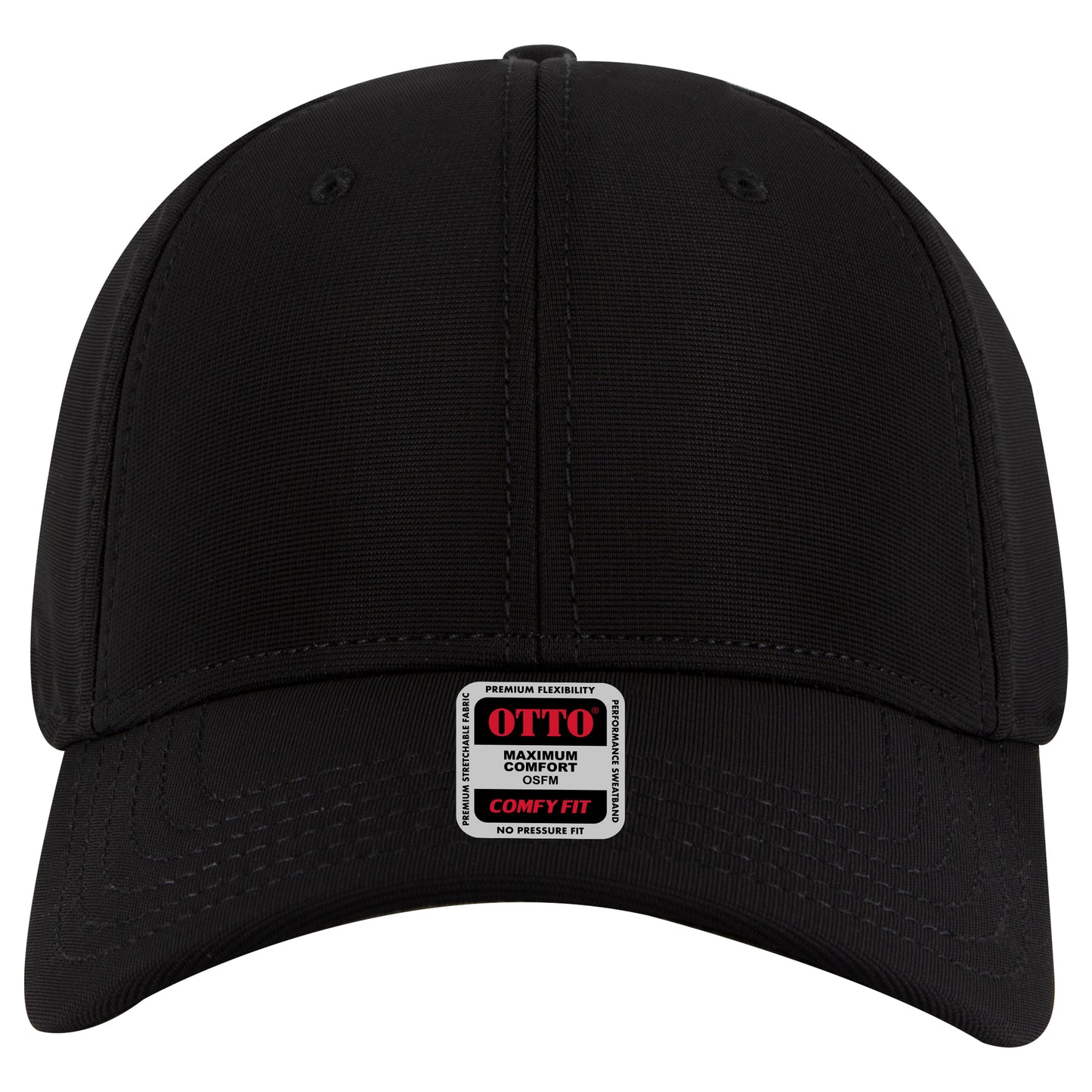 6-Panel Low Profile Baseball Cap — Stretch Comfort Fit — Custom Leather Patch in Black