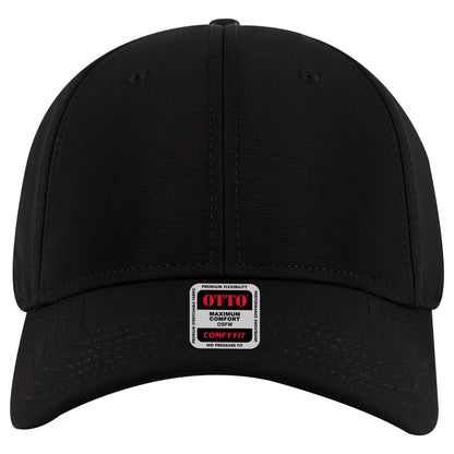 6-Panel Low Profile Baseball Cap — Stretch Comfort Fit — Custom Leather Patch in Black
