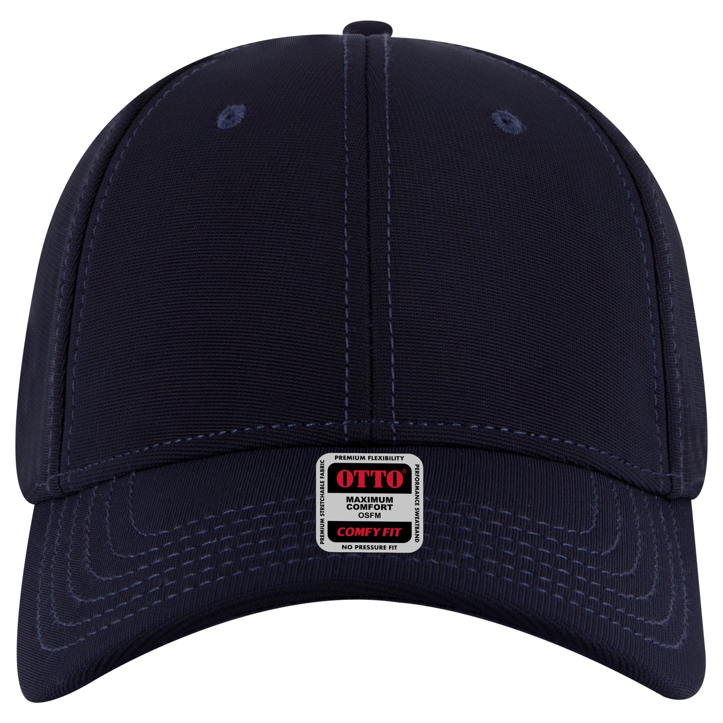 6-Panel Low Profile Baseball Cap — Stretch Comfort Fit — Custom Leather Patch in Navy