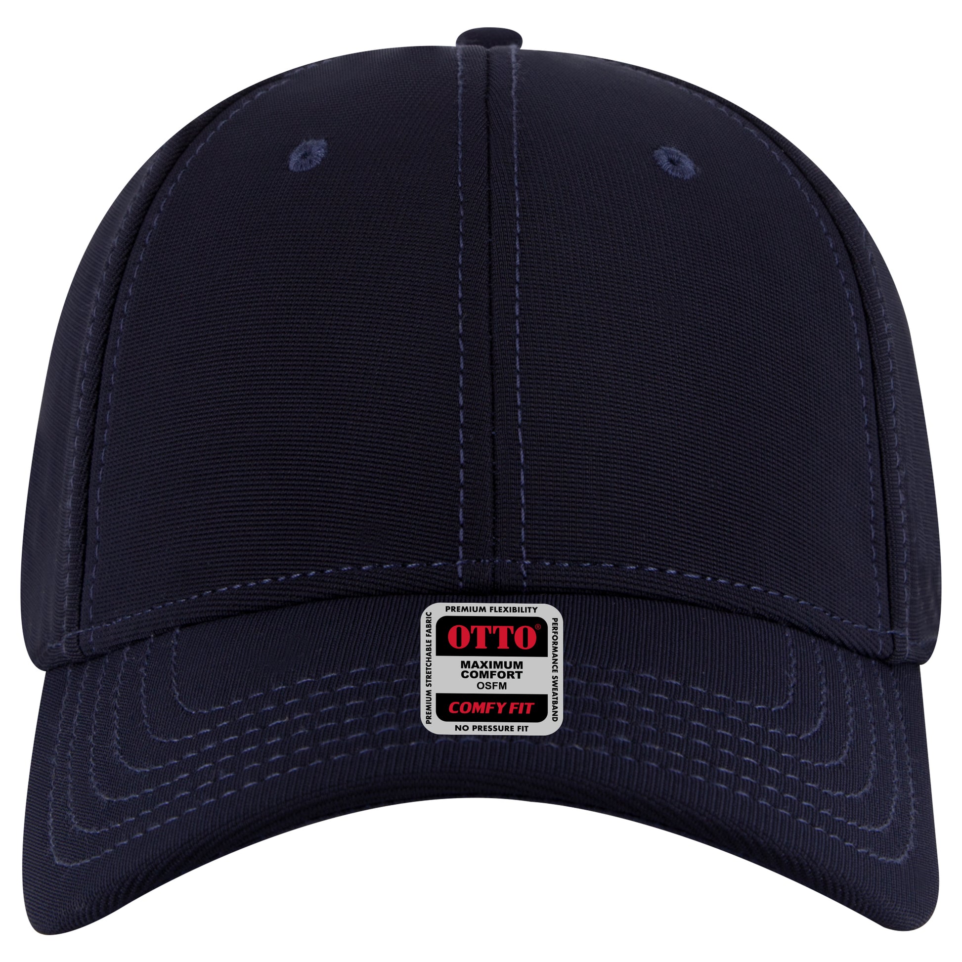 6-Panel Low Profile Baseball Cap — Stretch Comfort Fit — Custom Leather Patch in Navy