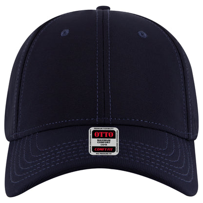 6-Panel Low Profile Baseball Cap — Stretch Comfort Fit — Custom Leather Patch in Navy