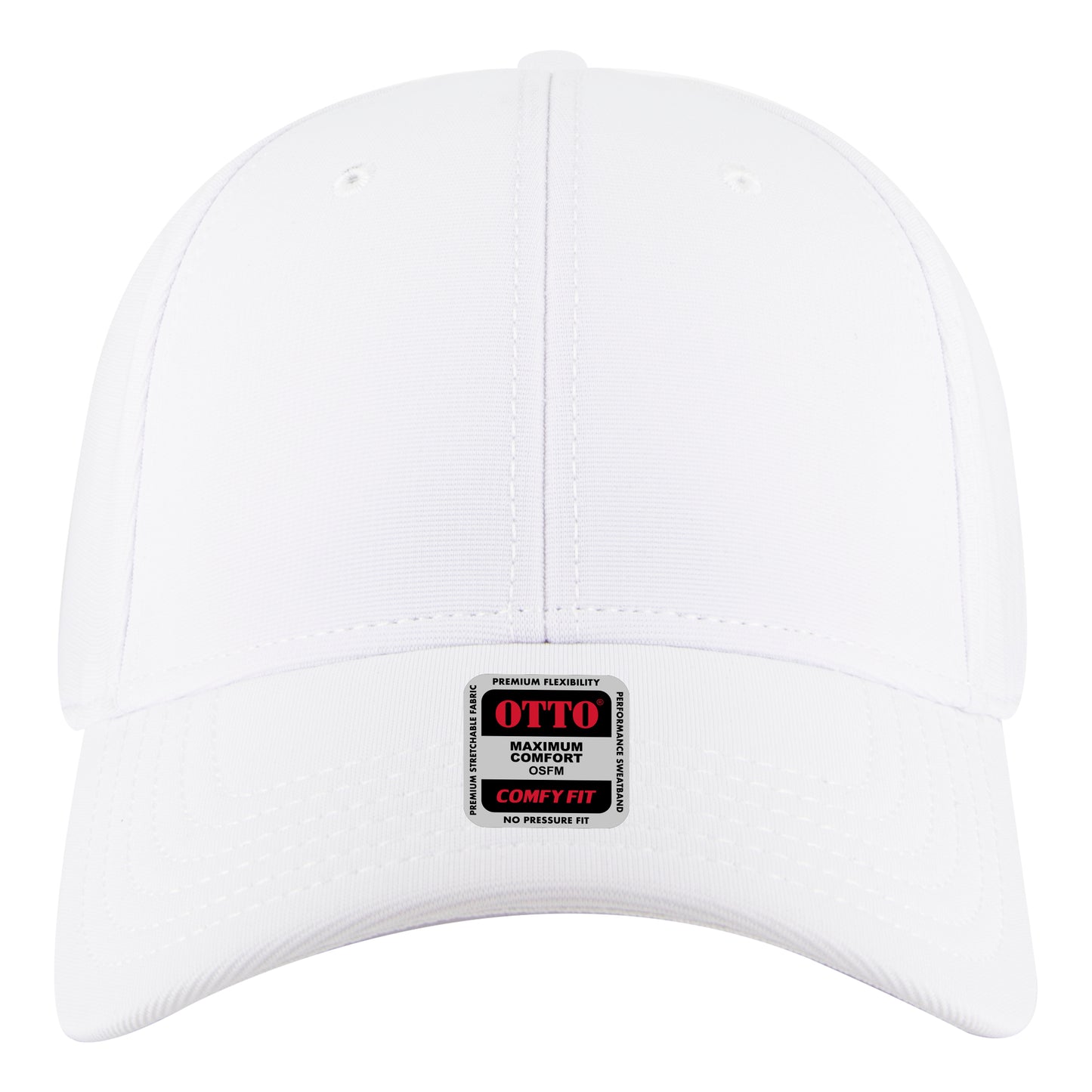 6-Panel Low Profile Baseball Cap — Stretch Comfort Fit — Custom Leather Patch in White