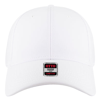 6-Panel Low Profile Baseball Cap — Stretch Comfort Fit — Custom Leather Patch in White