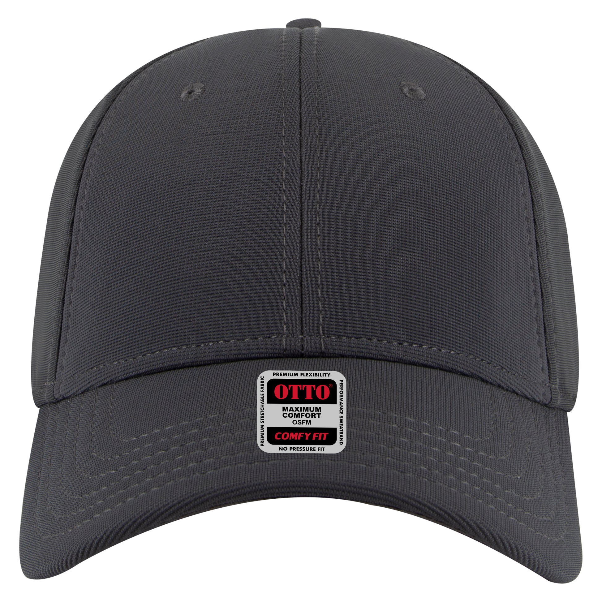 6-Panel Low Profile Baseball Cap — Stretch Comfort Fit — Custom Leather Patch in Charcoal Gray