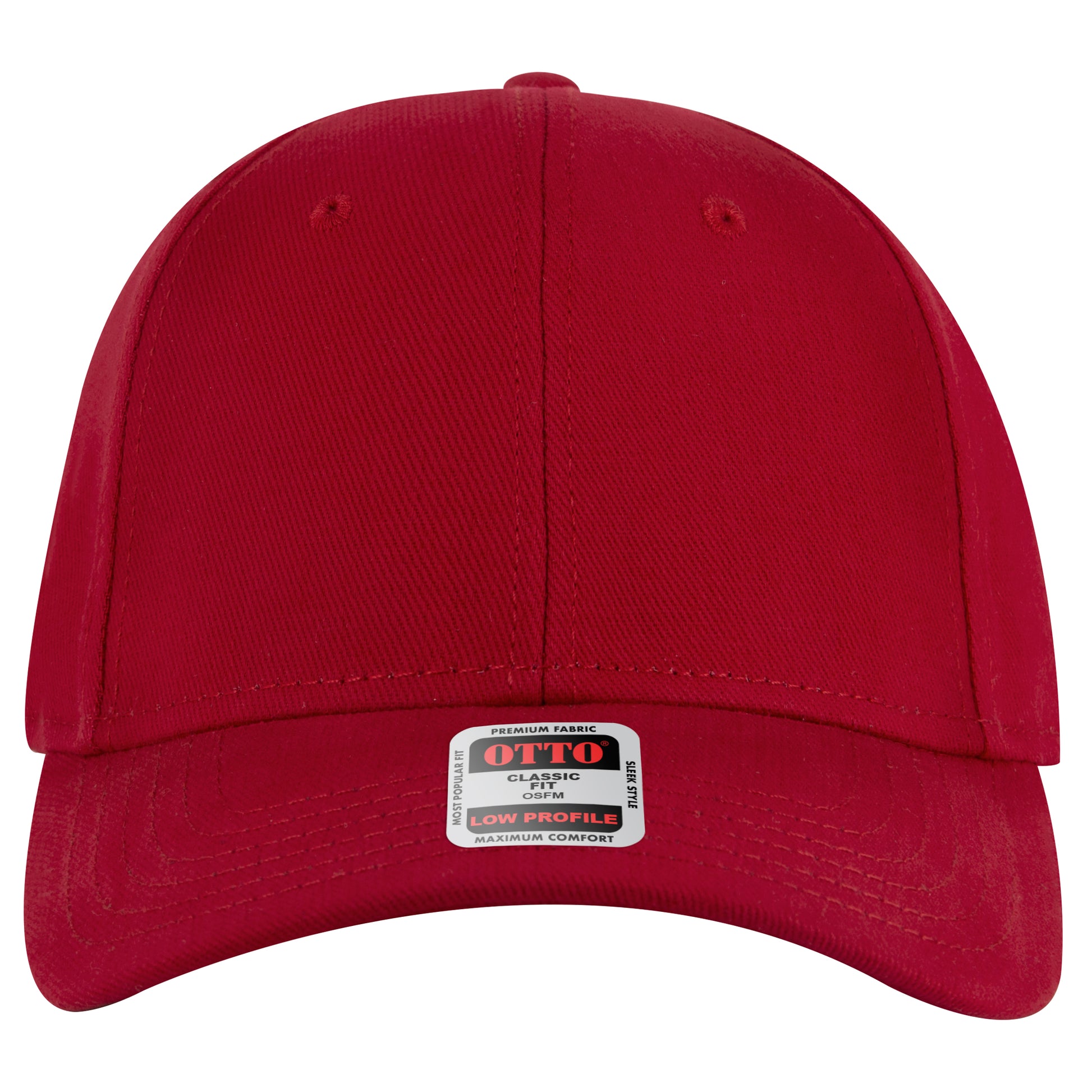 6-Panel Low Profile Baseball Cap — Custom Leather Patch in Red