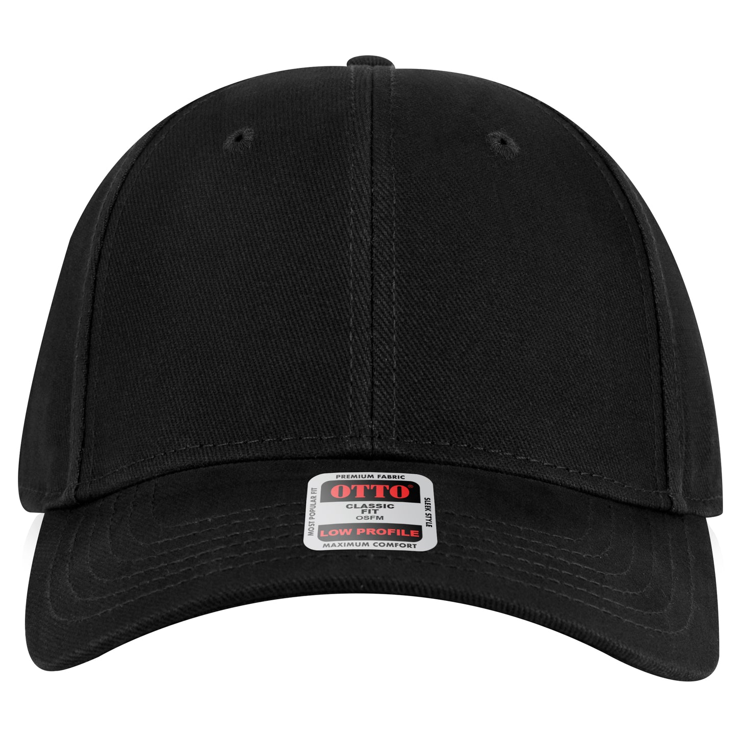 6-Panel Low Profile Baseball Cap — Custom Leather Patch in Black