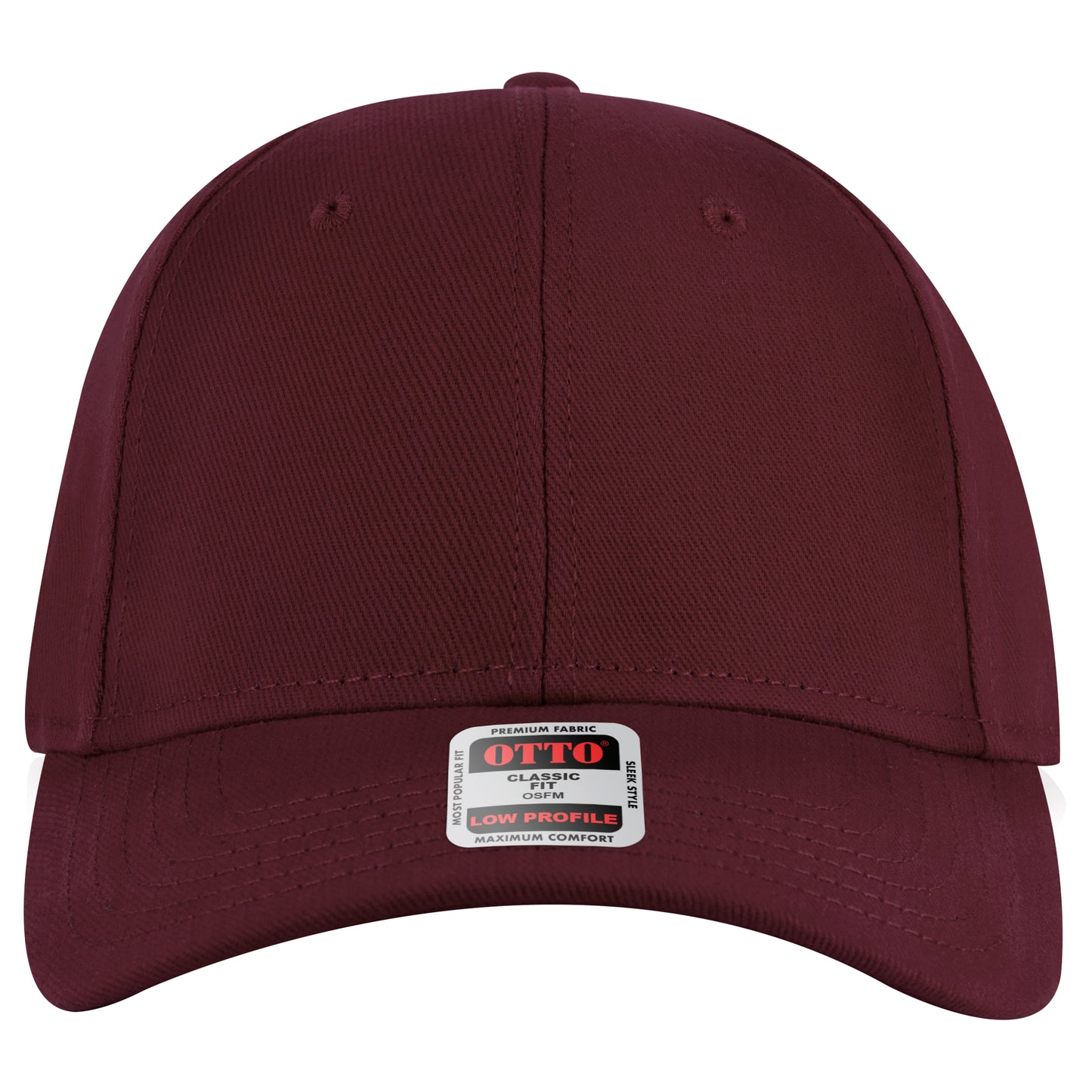 6-Panel Low Profile Baseball Cap — Custom Leather Patch in Maroon