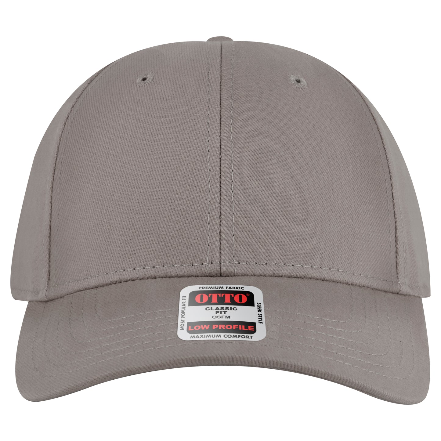 6-Panel Low Profile Baseball Cap — Custom Leather Patch in Gray