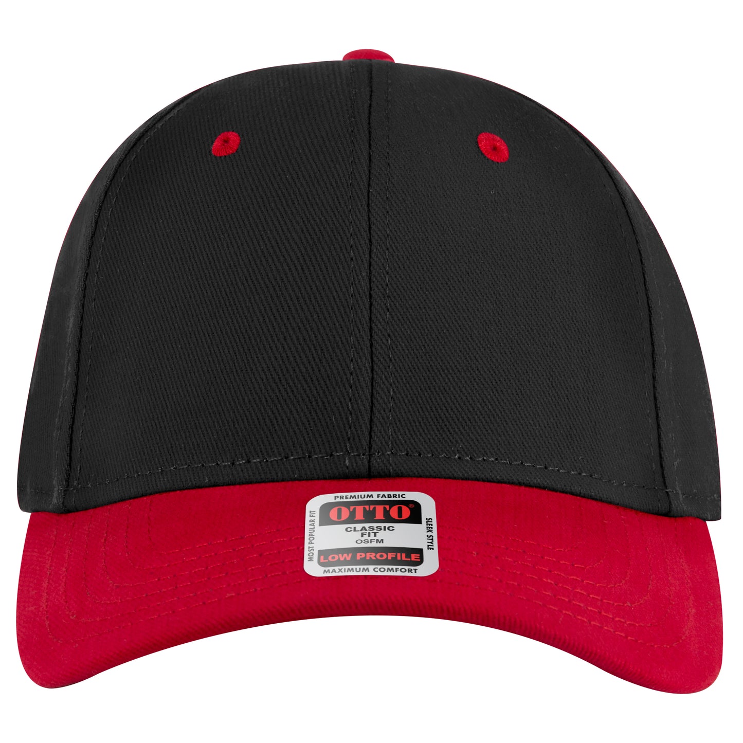 6-Panel Low Profile Baseball Cap — Custom Leather Patch in Red/Bl