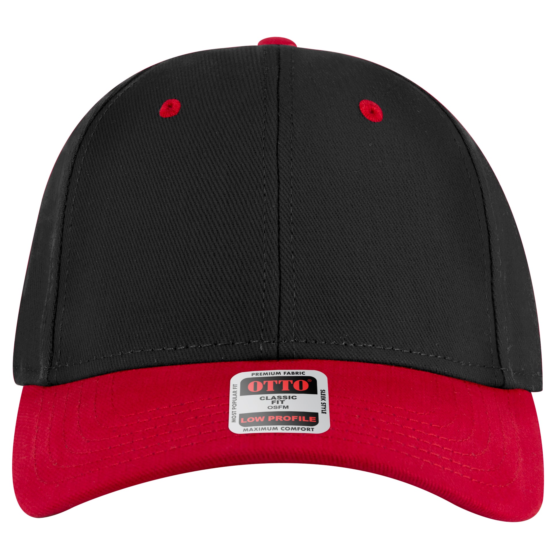 6-Panel Low Profile Baseball Cap — Custom Leather Patch in Red/Bl