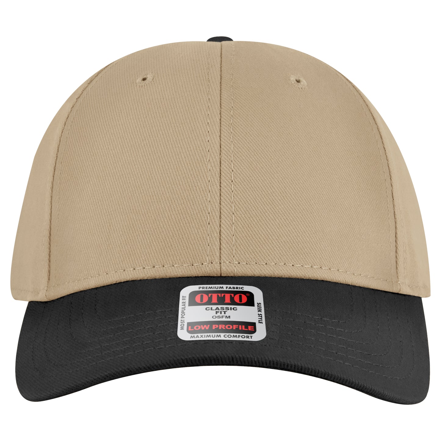 6-Panel Low Profile Baseball Cap — Custom Leather Patch in Blk/Kh