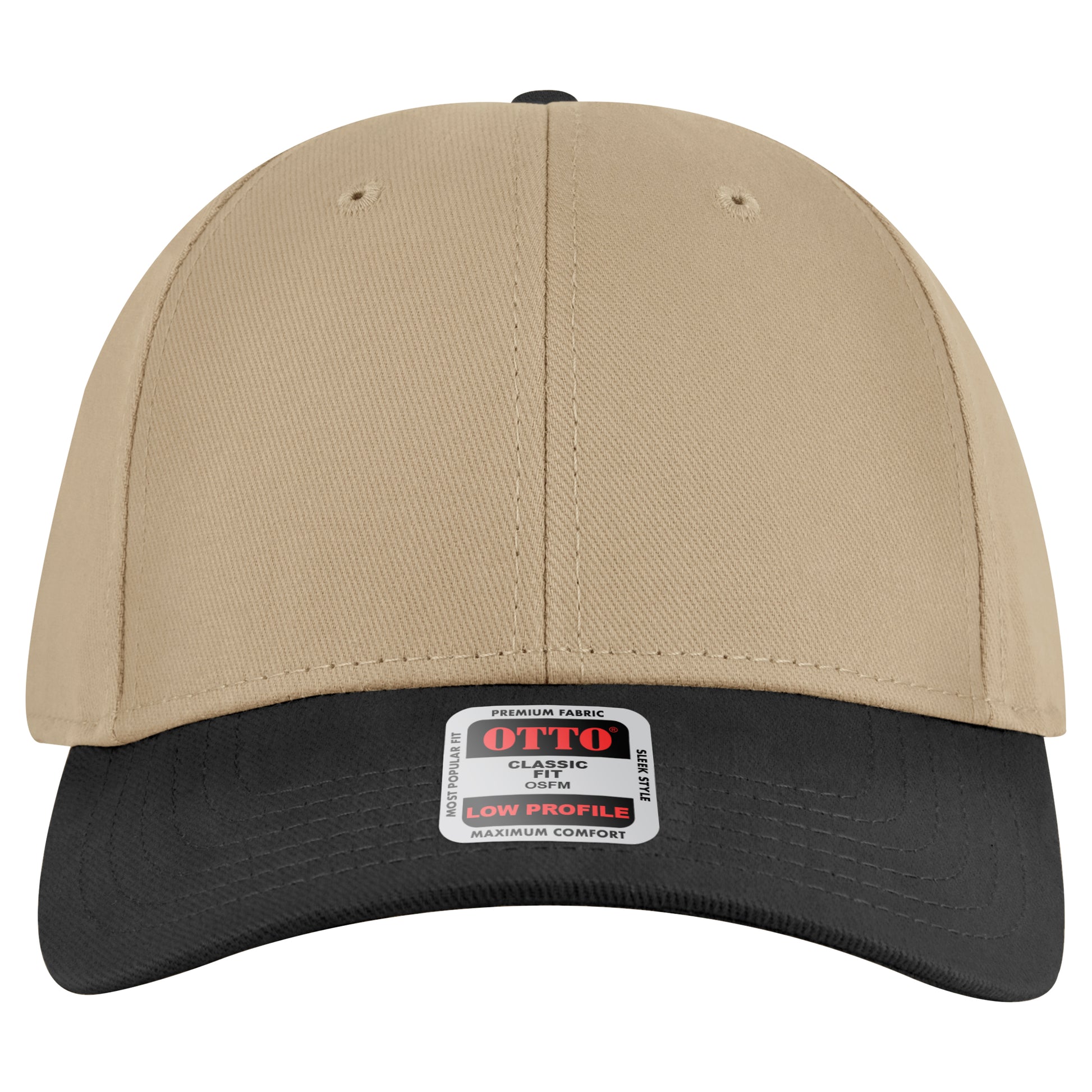 6-Panel Low Profile Baseball Cap — Custom Leather Patch in Blk/Kh