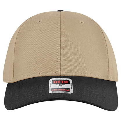 6-Panel Low Profile Baseball Cap — Custom Leather Patch in Blk/Kh
