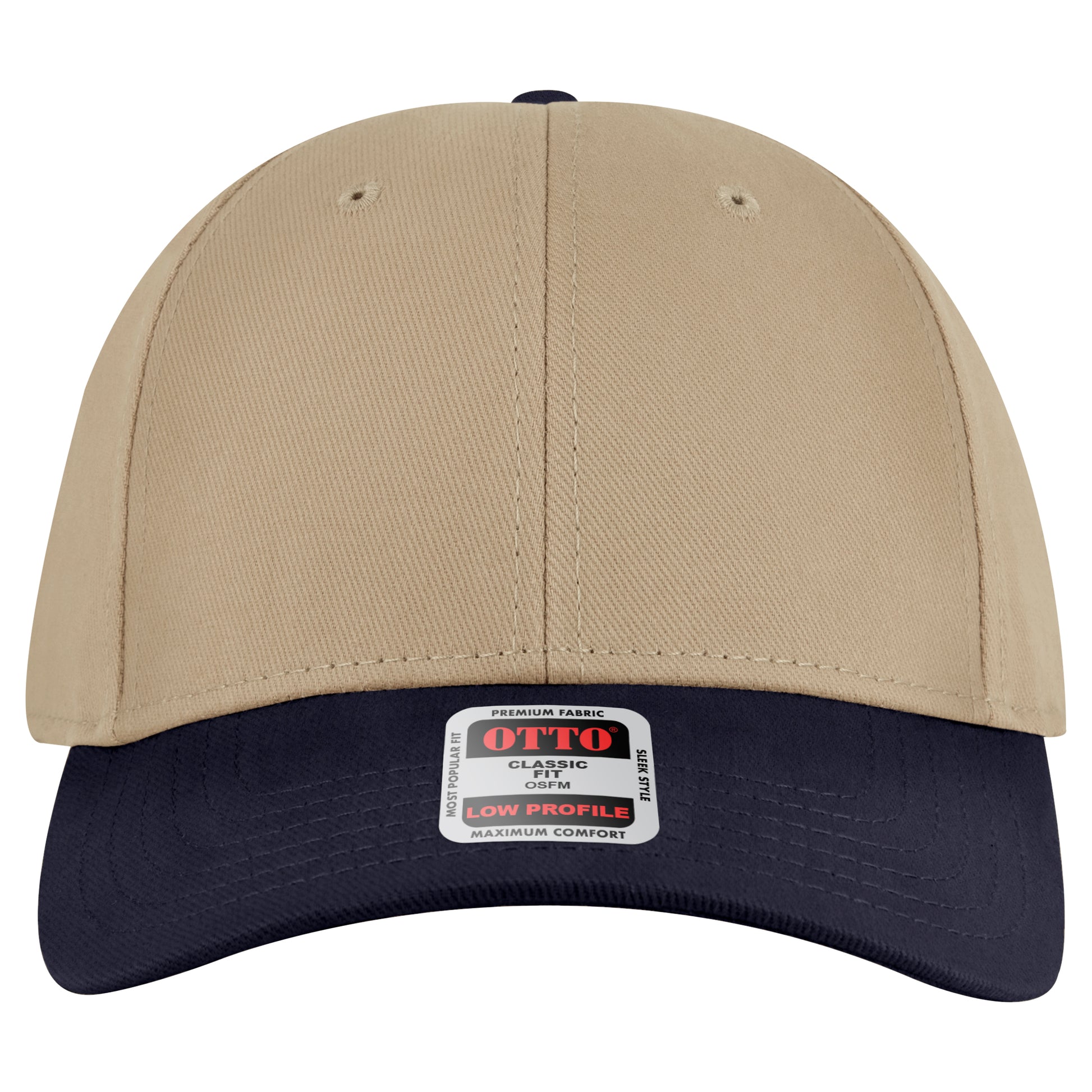 6-Panel Low Profile Baseball Cap — Custom Leather Patch in Nvy/Kh