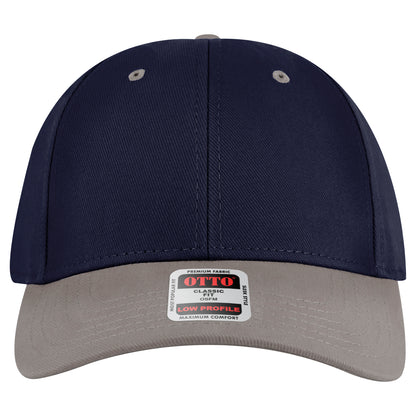 6-Panel Low Profile Baseball Cap — Custom Leather Patch in Gry/Nv