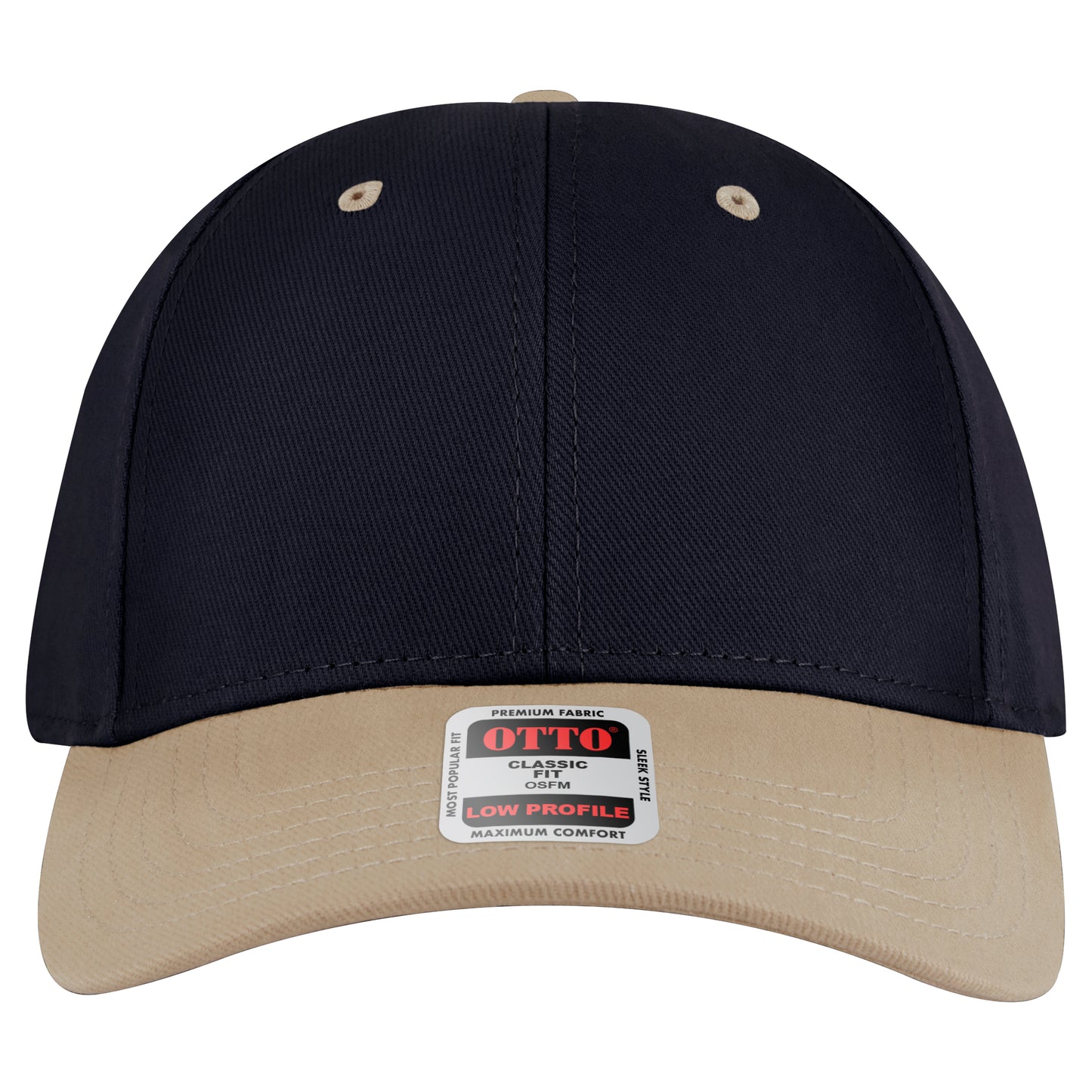 6-Panel Low Profile Baseball Cap — Custom Leather Patch in Kha/Nv