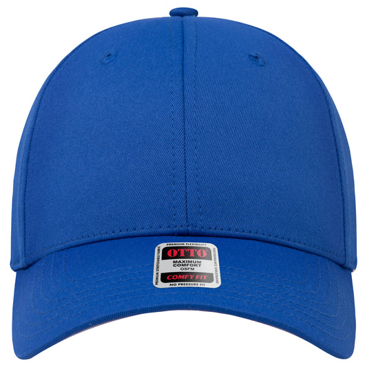 6-Panel Low Profile Baseball Cap — Stretch Comfort Fit — Custom Leather Patch in Royal