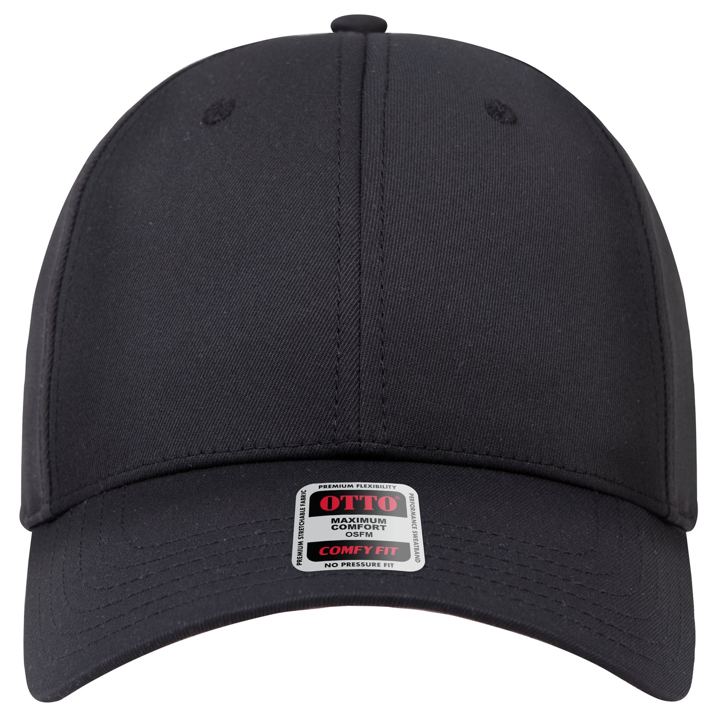 6-Panel Low Profile Baseball Cap — Stretch Comfort Fit — Custom Leather Patch in Black