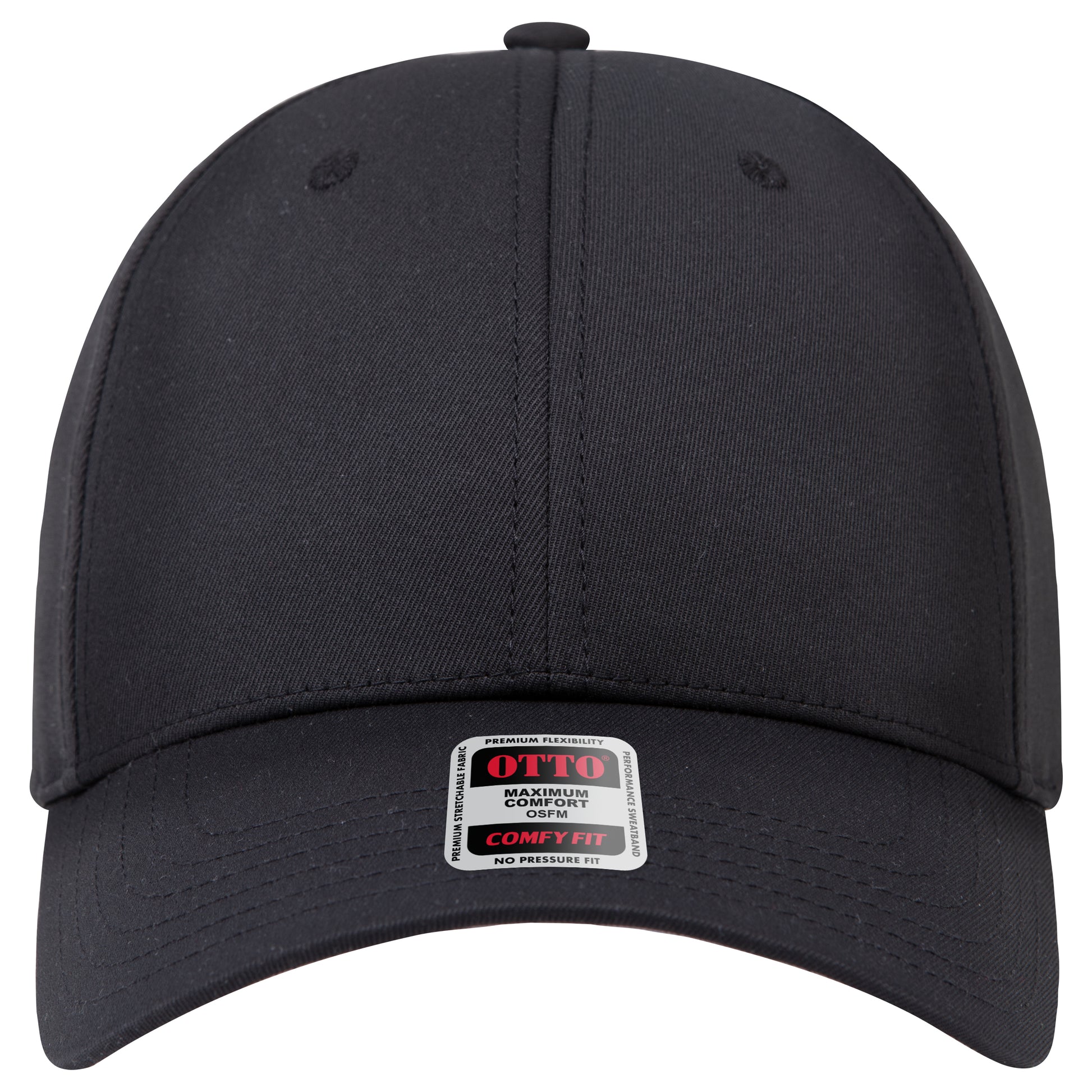 6-Panel Low Profile Baseball Cap — Stretch Comfort Fit — Custom Leather Patch in Black