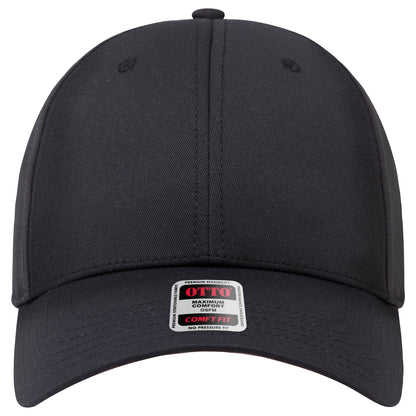 6-Panel Low Profile Baseball Cap — Stretch Comfort Fit — Custom Leather Patch in Black