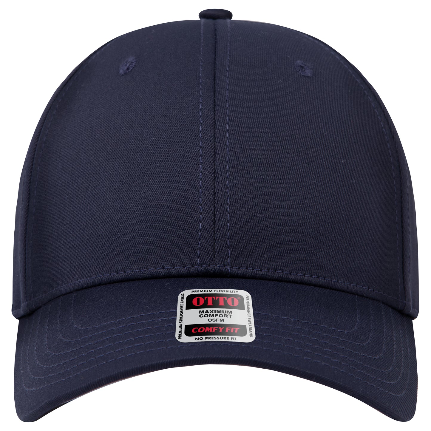6-Panel Low Profile Baseball Cap — Stretch Comfort Fit — Custom Leather Patch in Navy