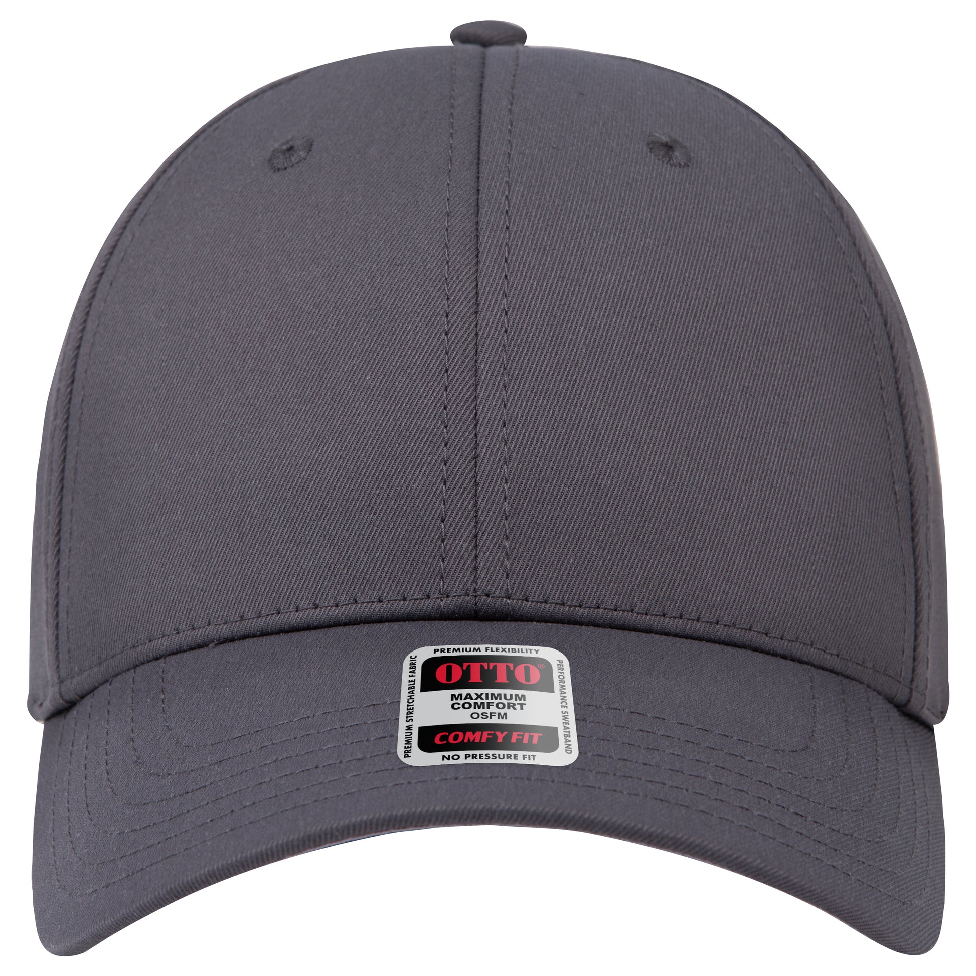 6-Panel Low Profile Baseball Cap — Stretch Comfort Fit — Custom Leather Patch in Char. Gr