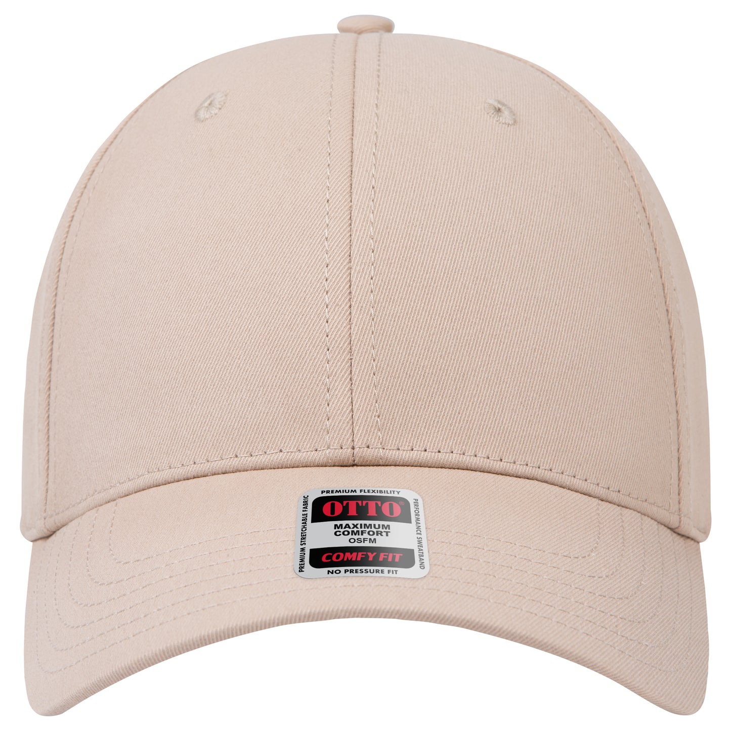 6-Panel Low Profile Baseball Cap — Stretch Comfort Fit — Custom Leather Patch in Khaki