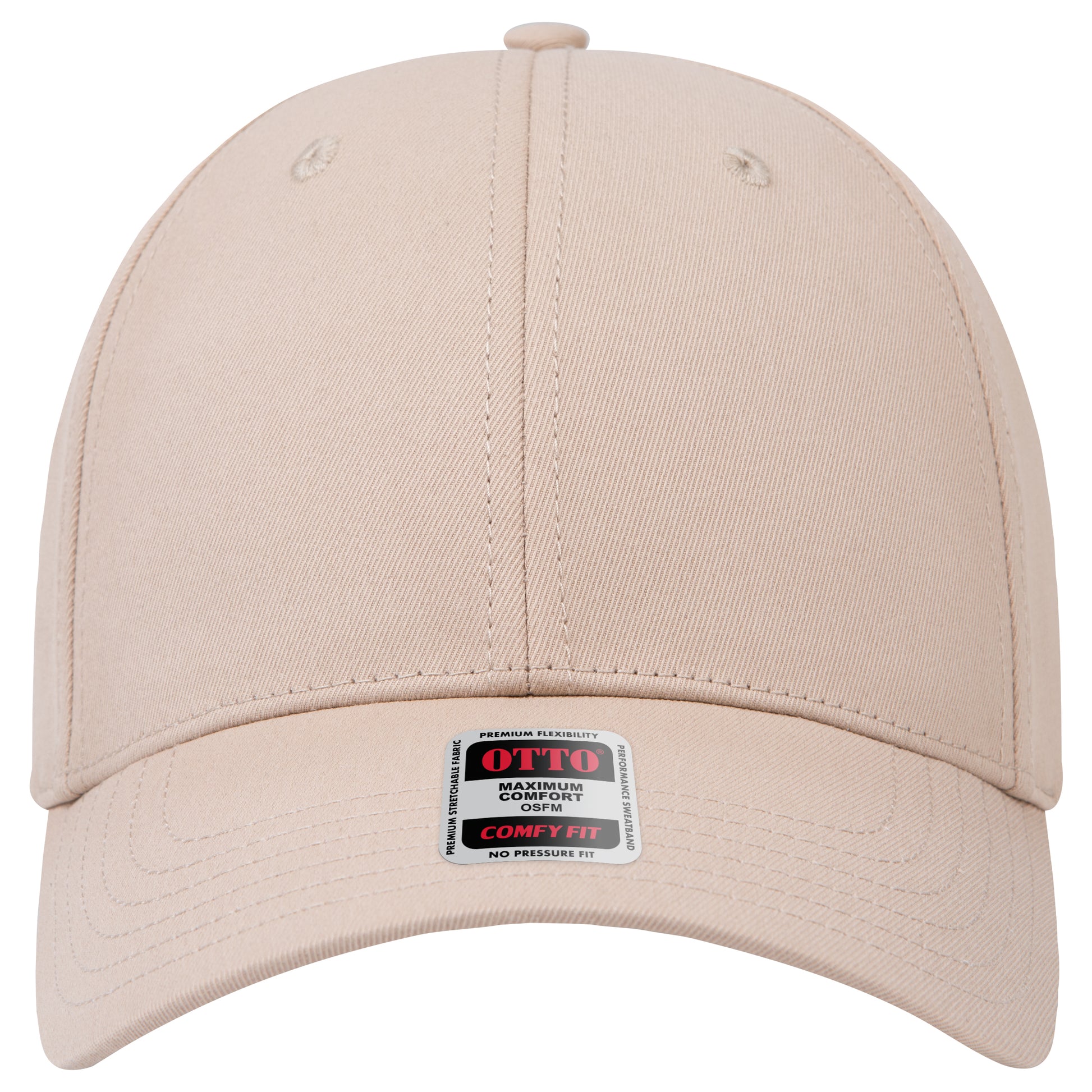 6-Panel Low Profile Baseball Cap — Stretch Comfort Fit — Custom Leather Patch in Khaki