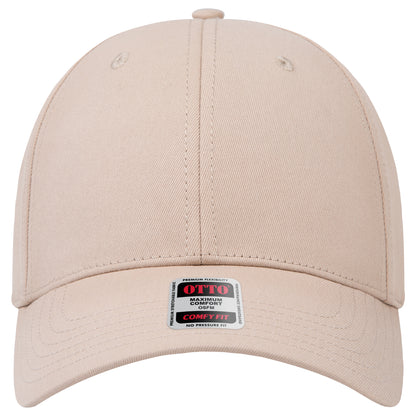 6-Panel Low Profile Baseball Cap — Stretch Comfort Fit — Custom Leather Patch in Khaki
