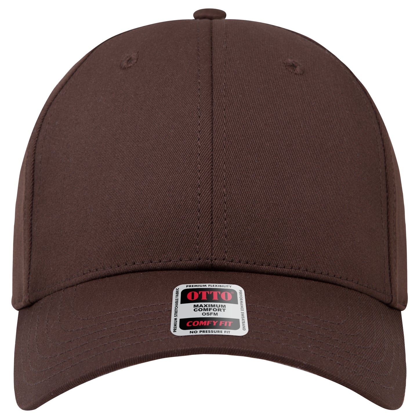 6-Panel Low Profile Baseball Cap — Stretch Comfort Fit — Custom Leather Patch in Dk. Bro