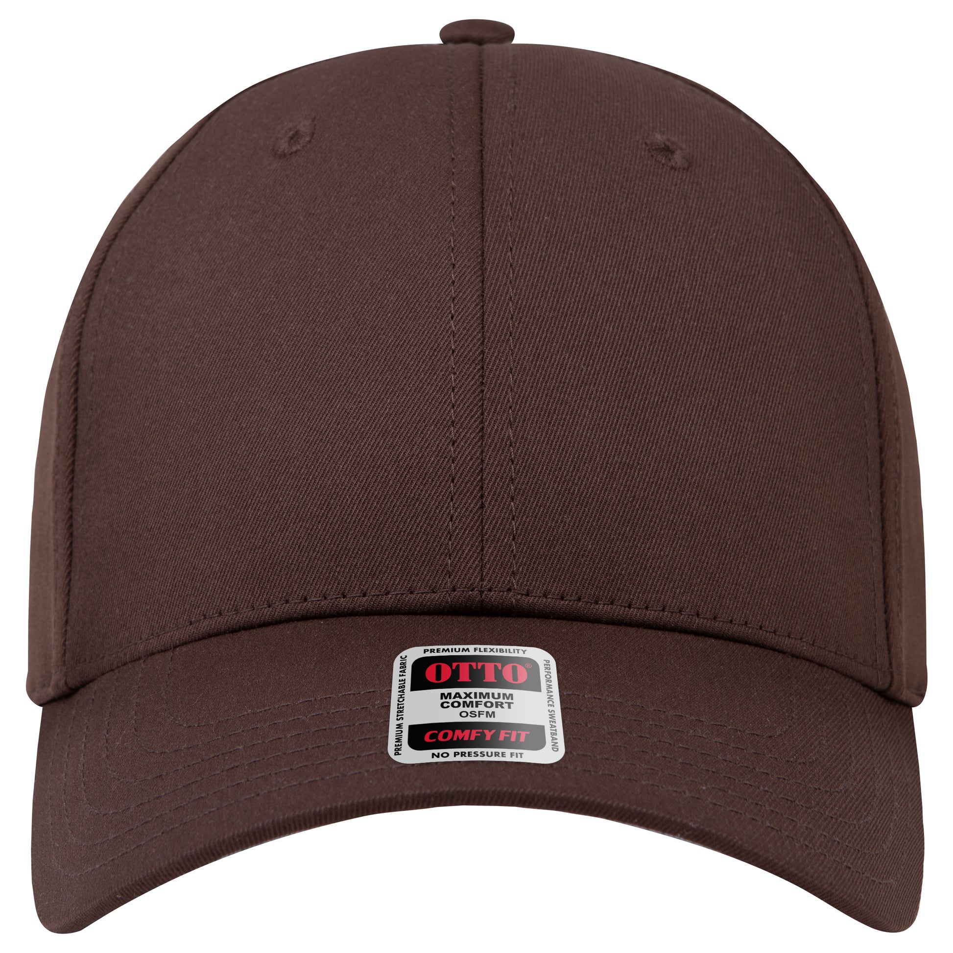 6-Panel Low Profile Baseball Cap — Stretch Comfort Fit — Custom Leather Patch in Dk. Bro