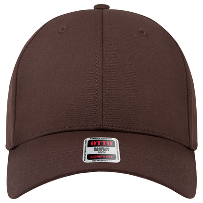 6-Panel Low Profile Baseball Cap — Stretch Comfort Fit — Custom Leather Patch in Dk. Bro