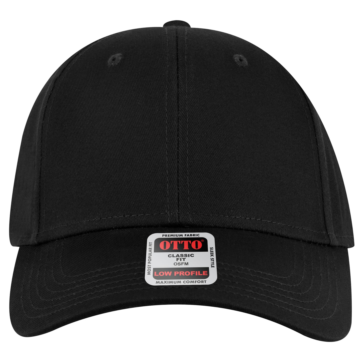 6-Panel Low Profile Baseball Cap — Custom Leather Patch in Black