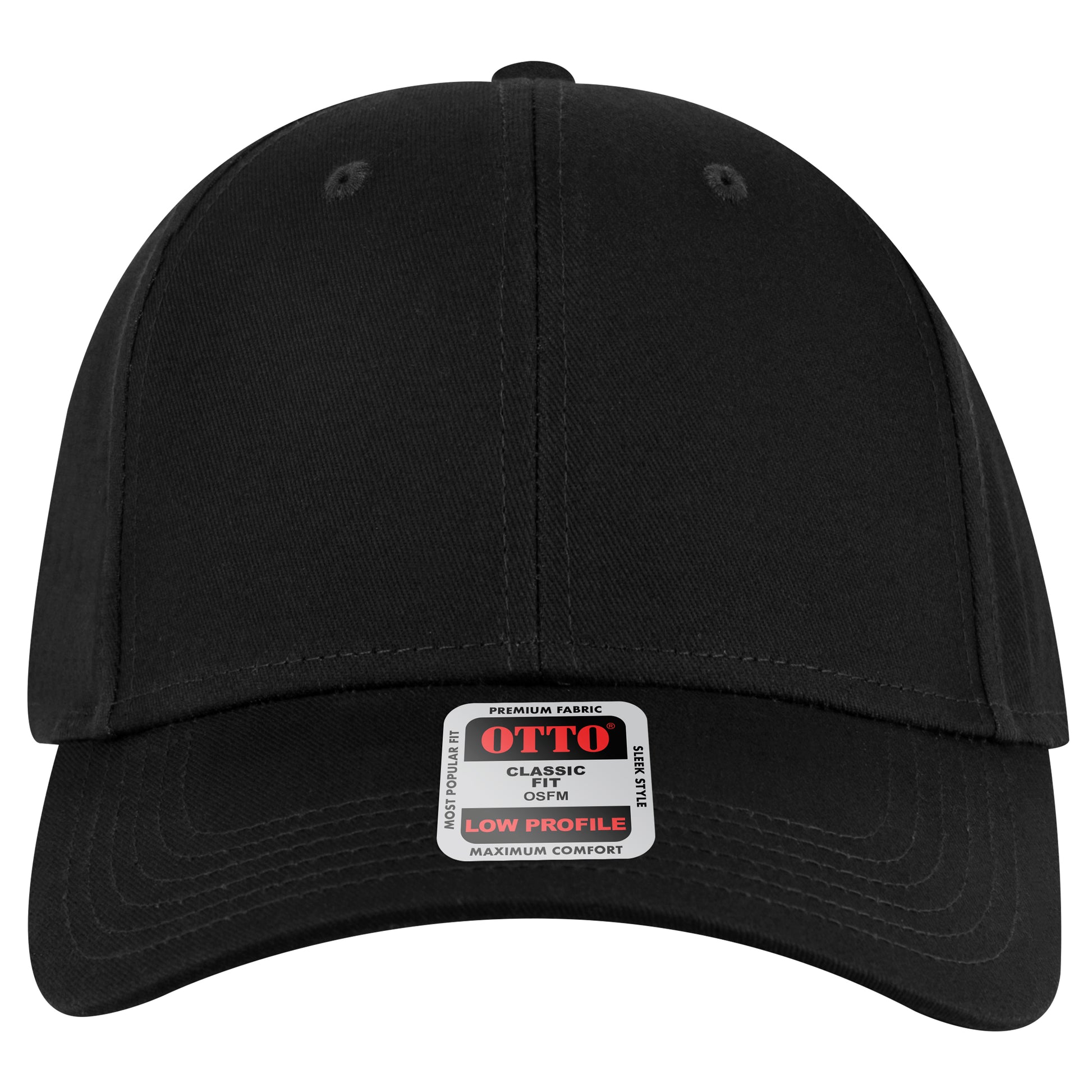 6-Panel Low Profile Baseball Cap — Custom Leather Patch in Black