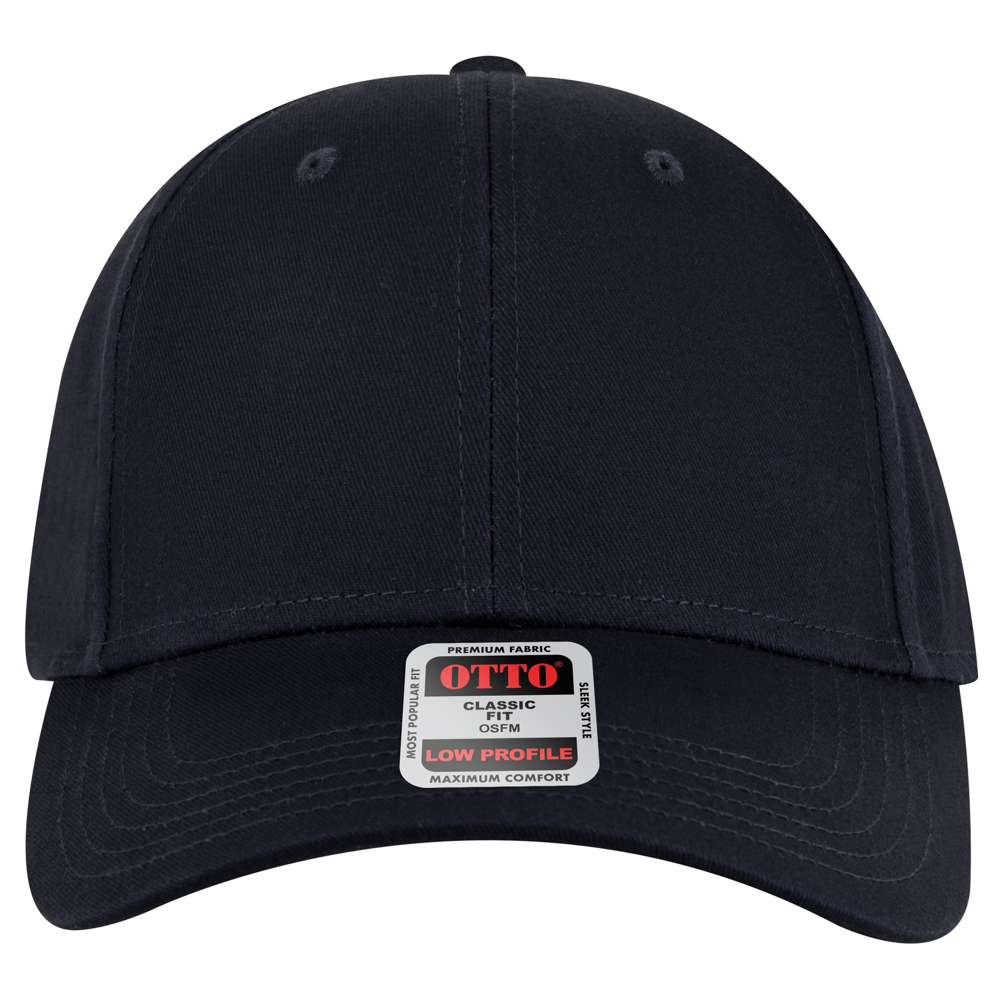 6-Panel Low Profile Baseball Cap — Custom Leather Patch in Navy
