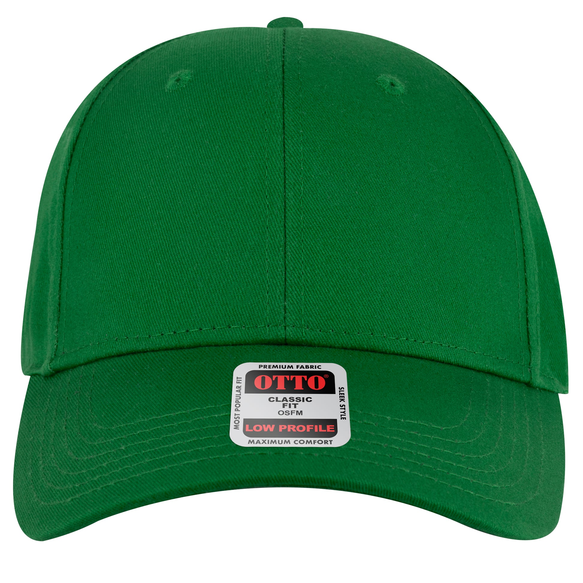 6-Panel Low Profile Baseball Cap — Custom Leather Patch in Kelly