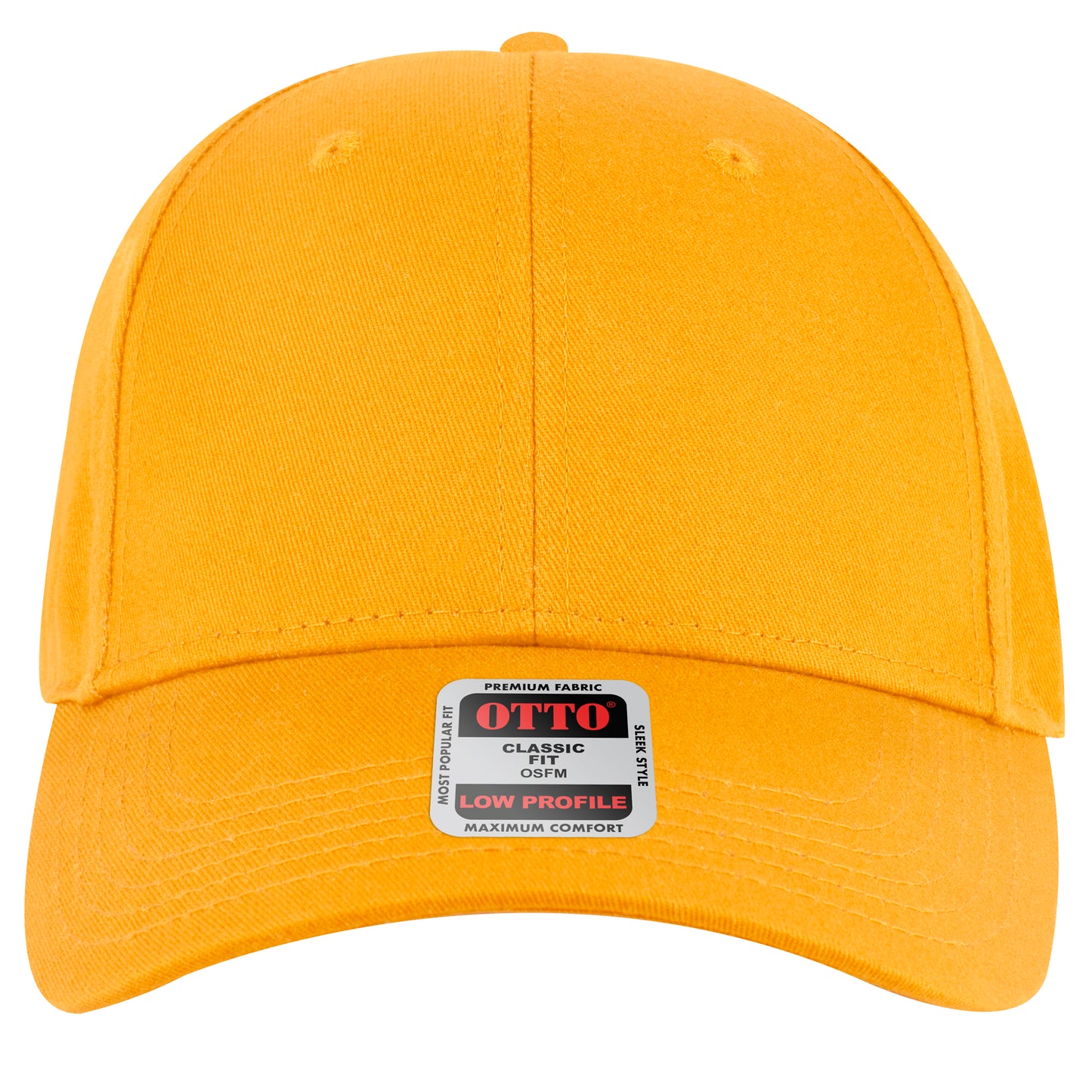 6-Panel Low Profile Baseball Cap — Custom Leather Patch in Gold