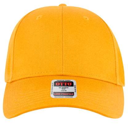 6-Panel Low Profile Baseball Cap — Custom Leather Patch in Gold