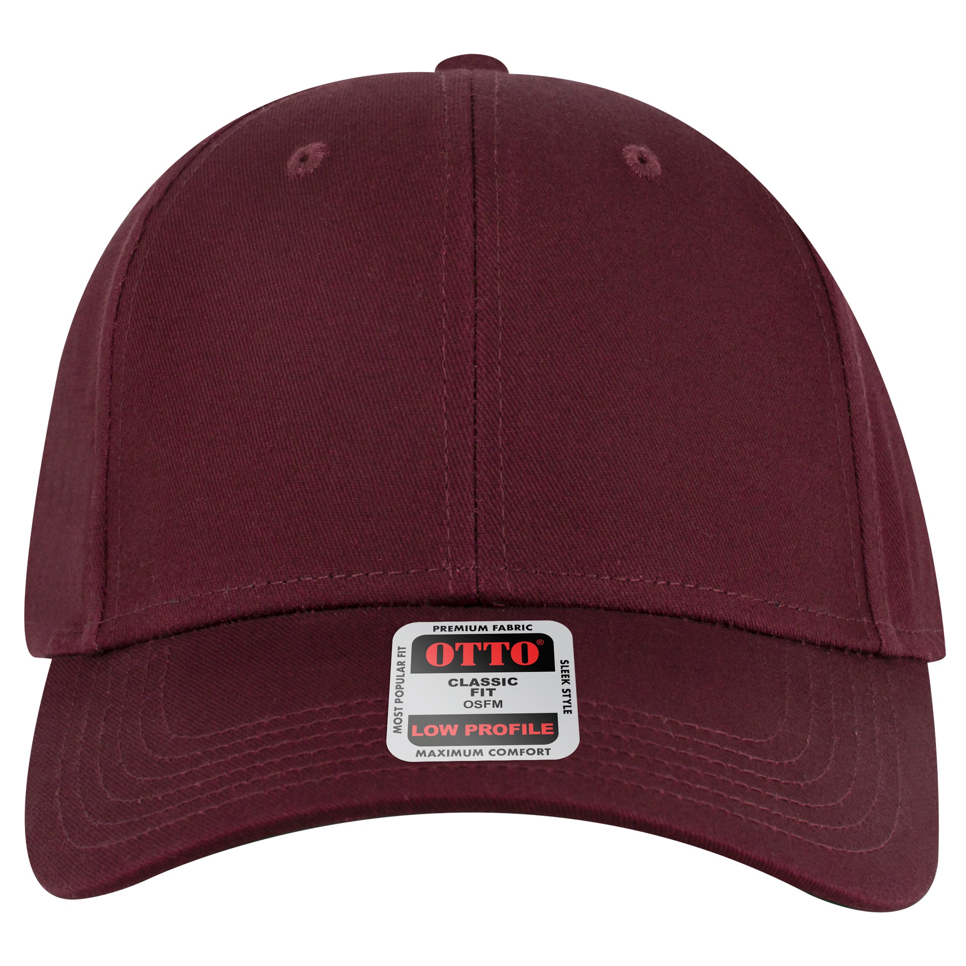 6-Panel Low Profile Baseball Cap — Custom Leather Patch in Maroon