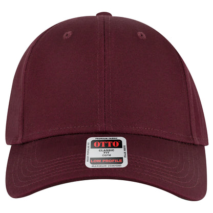 6-Panel Low Profile Baseball Cap — Custom Leather Patch in Maroon