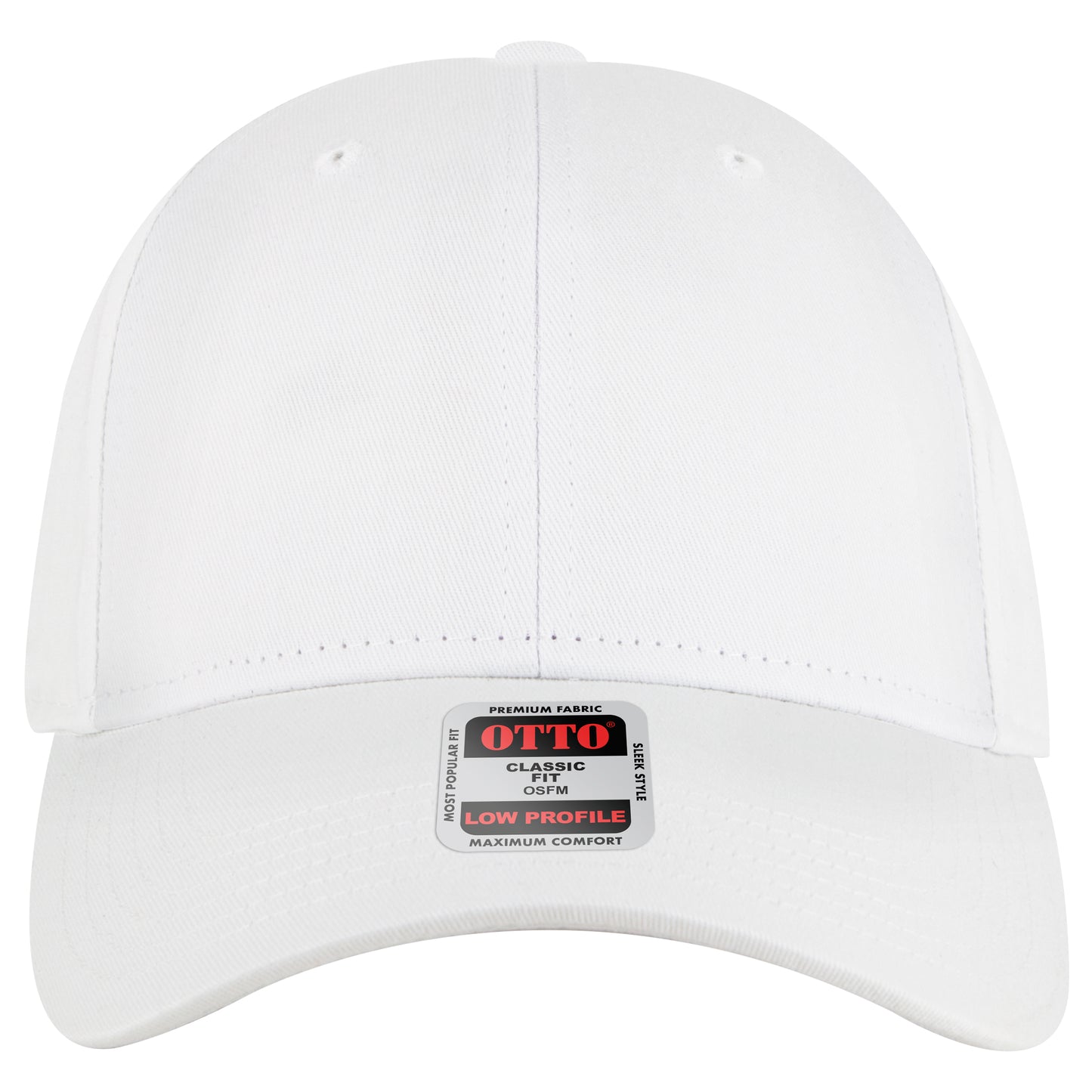 6-Panel Low Profile Baseball Cap — Custom Leather Patch in White e