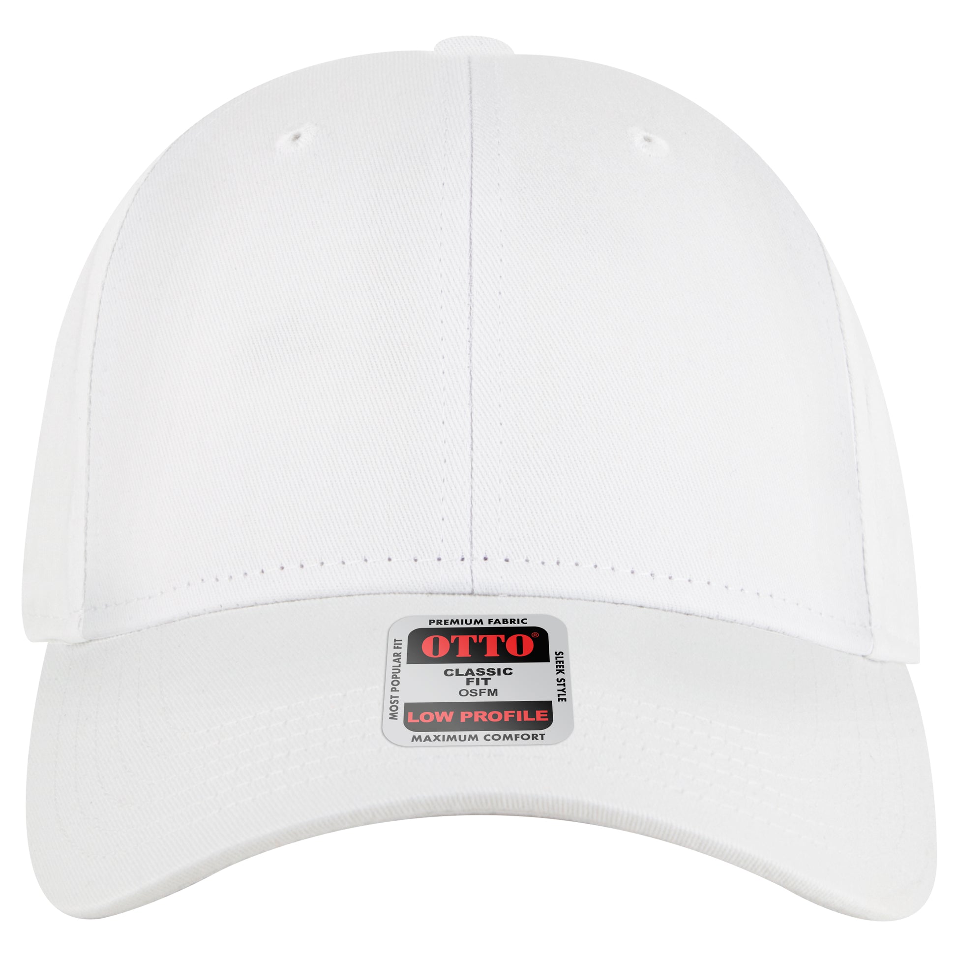 6-Panel Low Profile Baseball Cap — Custom Leather Patch in White e
