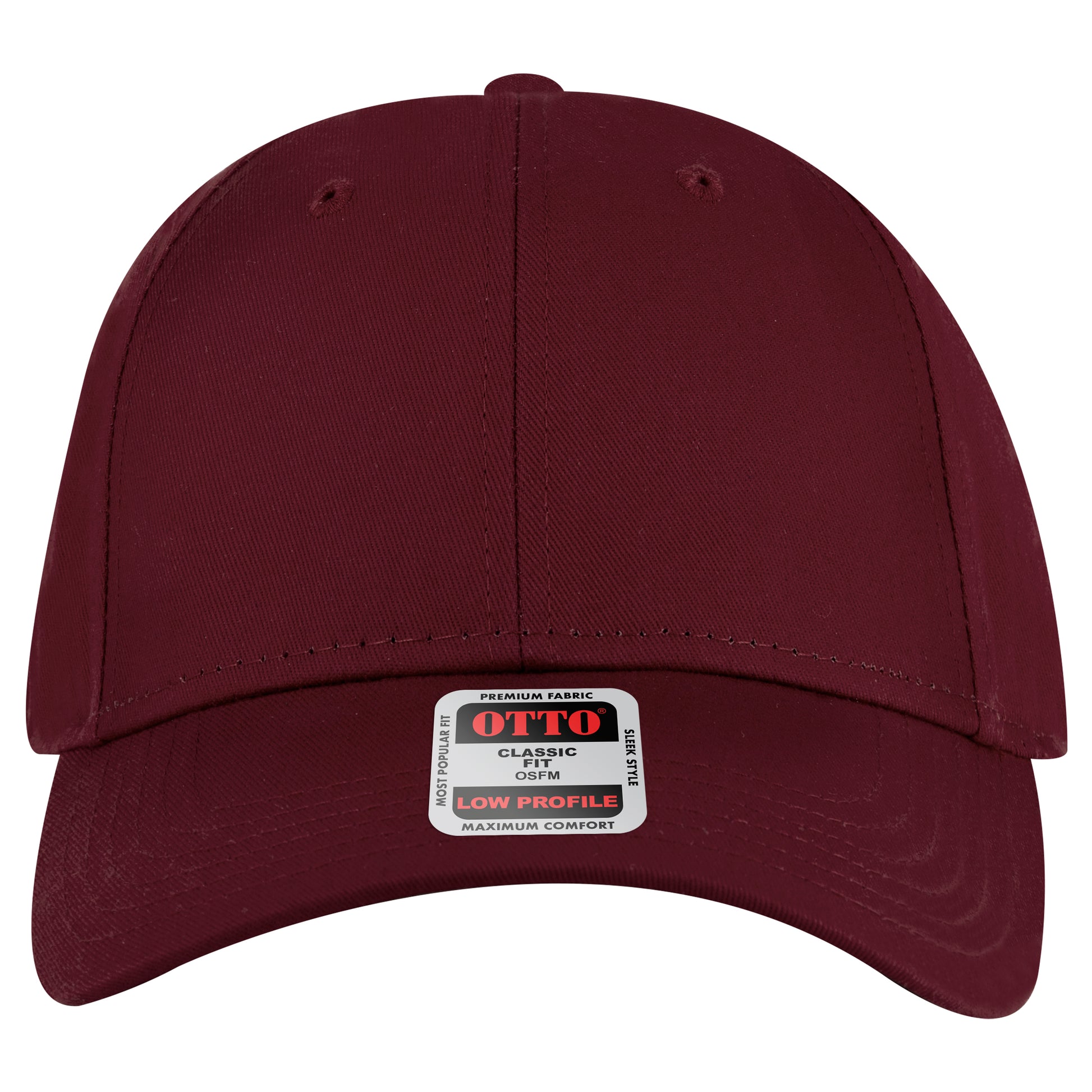 6-Panel Low Profile Baseball Cap — Custom Leather Patch in Burg. M