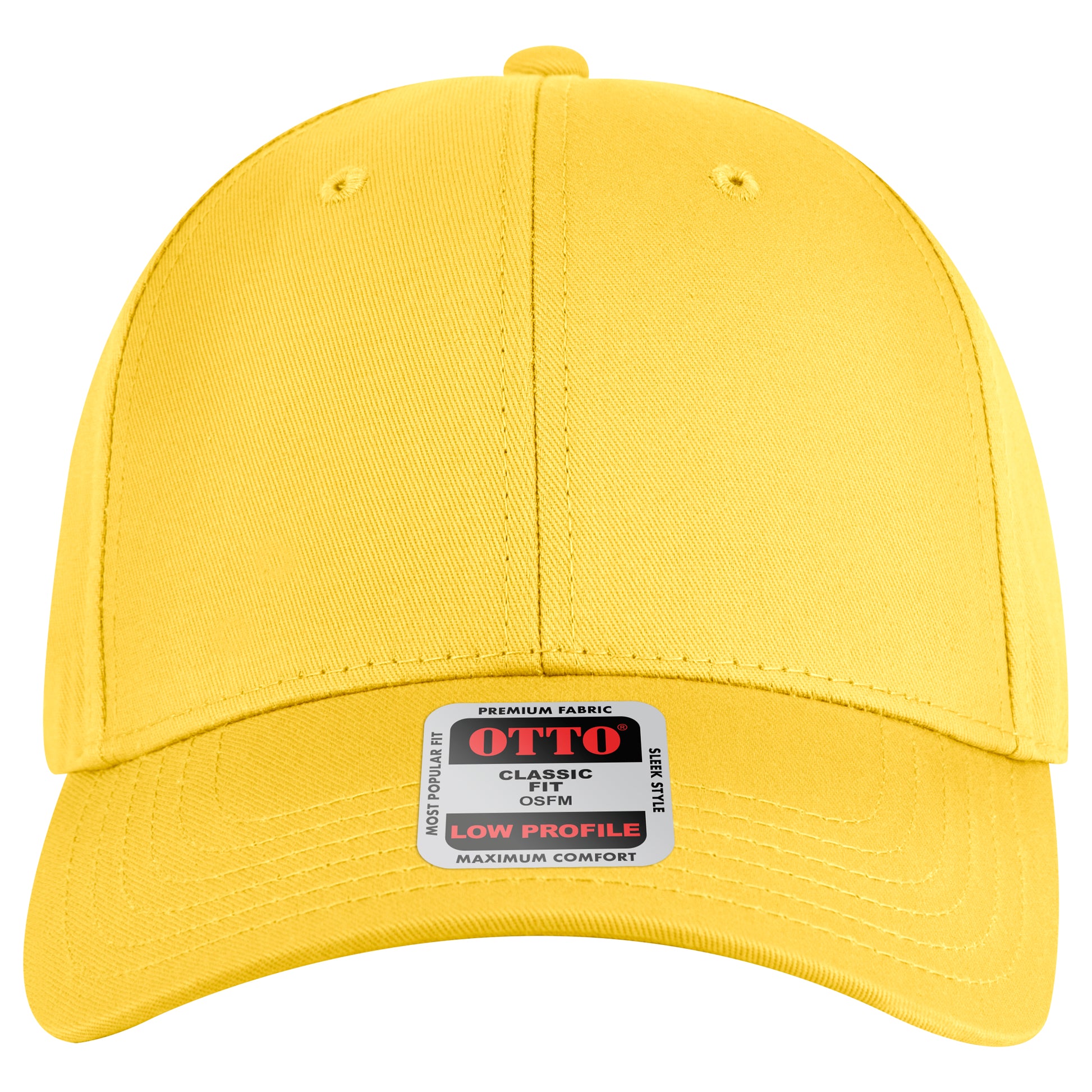 6-Panel Low Profile Baseball Cap — Custom Leather Patch in Yellow