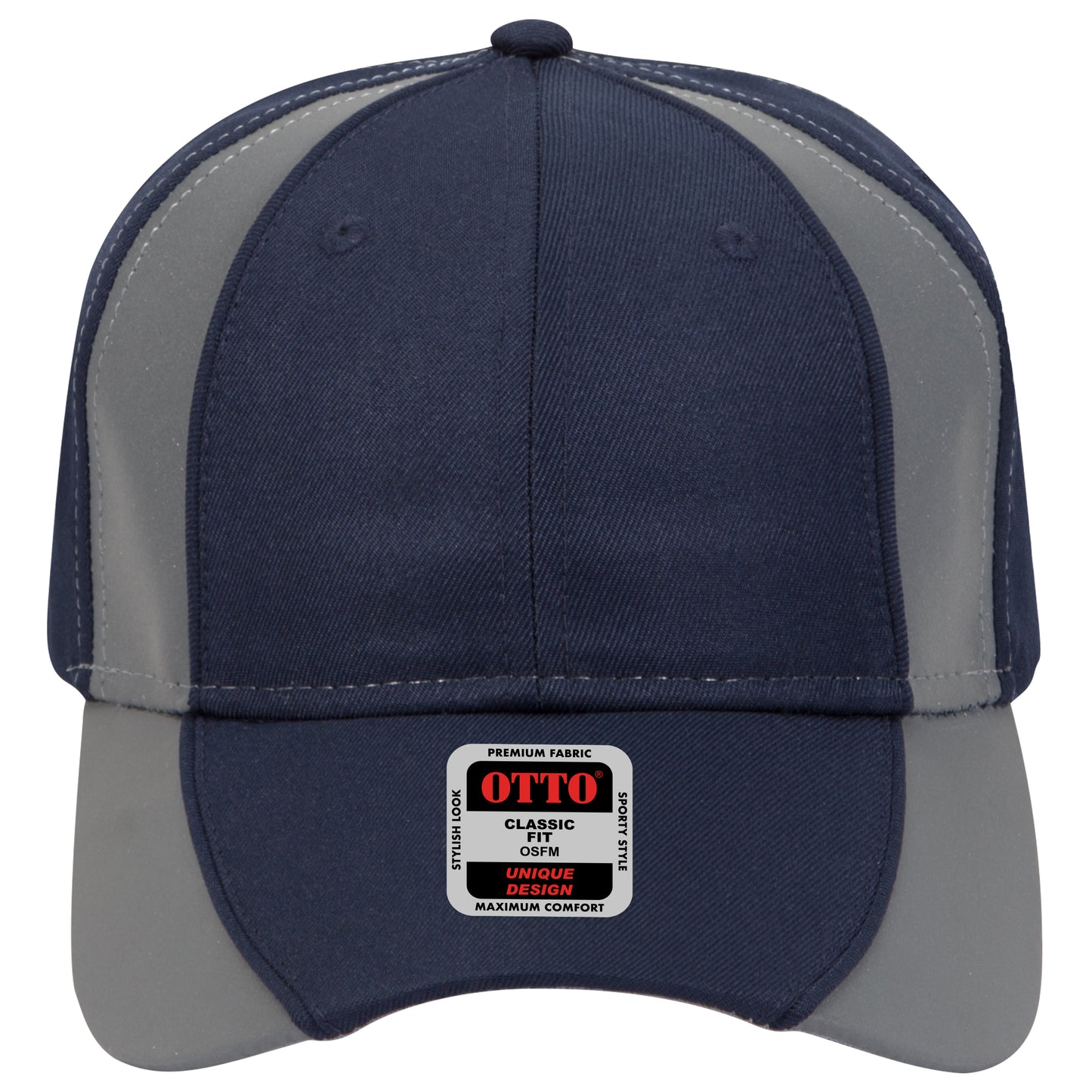 6-Panel Low Profile Baseball Cap — Custom Leather Patch in Nvy/Re