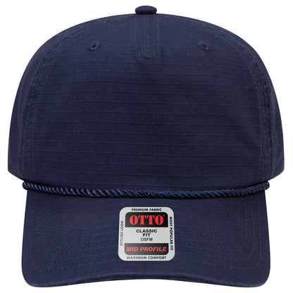 5-Panel Mid Profile Baseball Cap — Custom Leather Patch in Navy